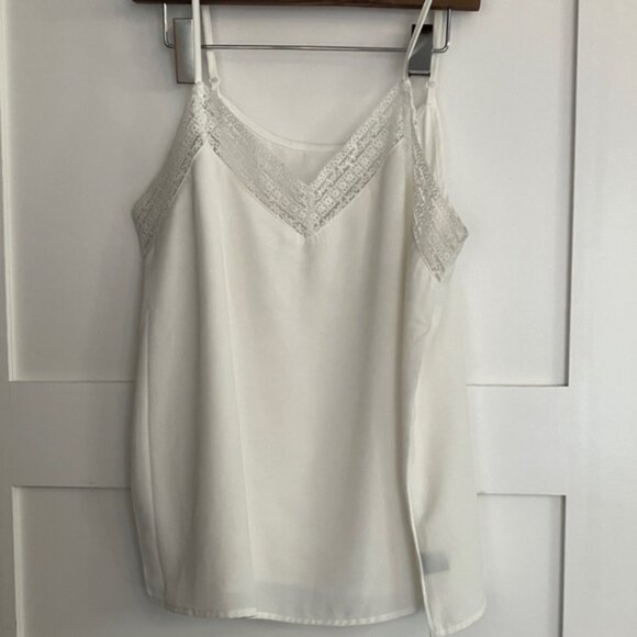 SHEIN Tops - SHEIN White Lace Accent Cami Top